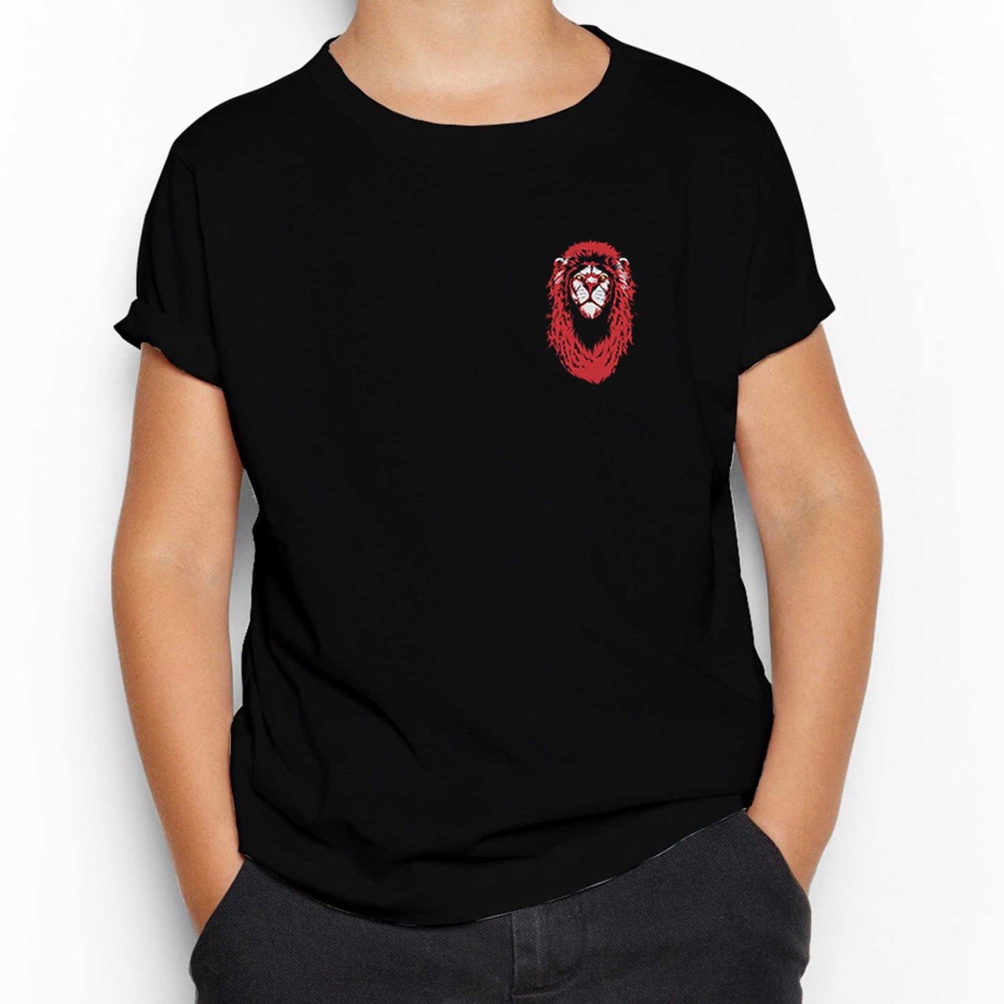 Red Lion Cartoon Siyah Çocuk Tişört