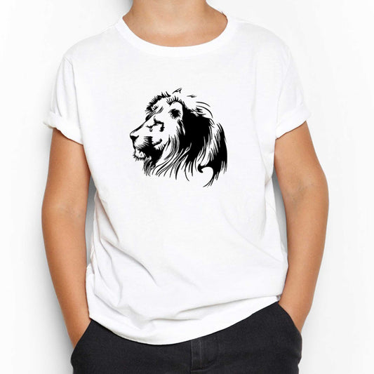 Black Lion Silhouette Beyaz Çocuk Tişört