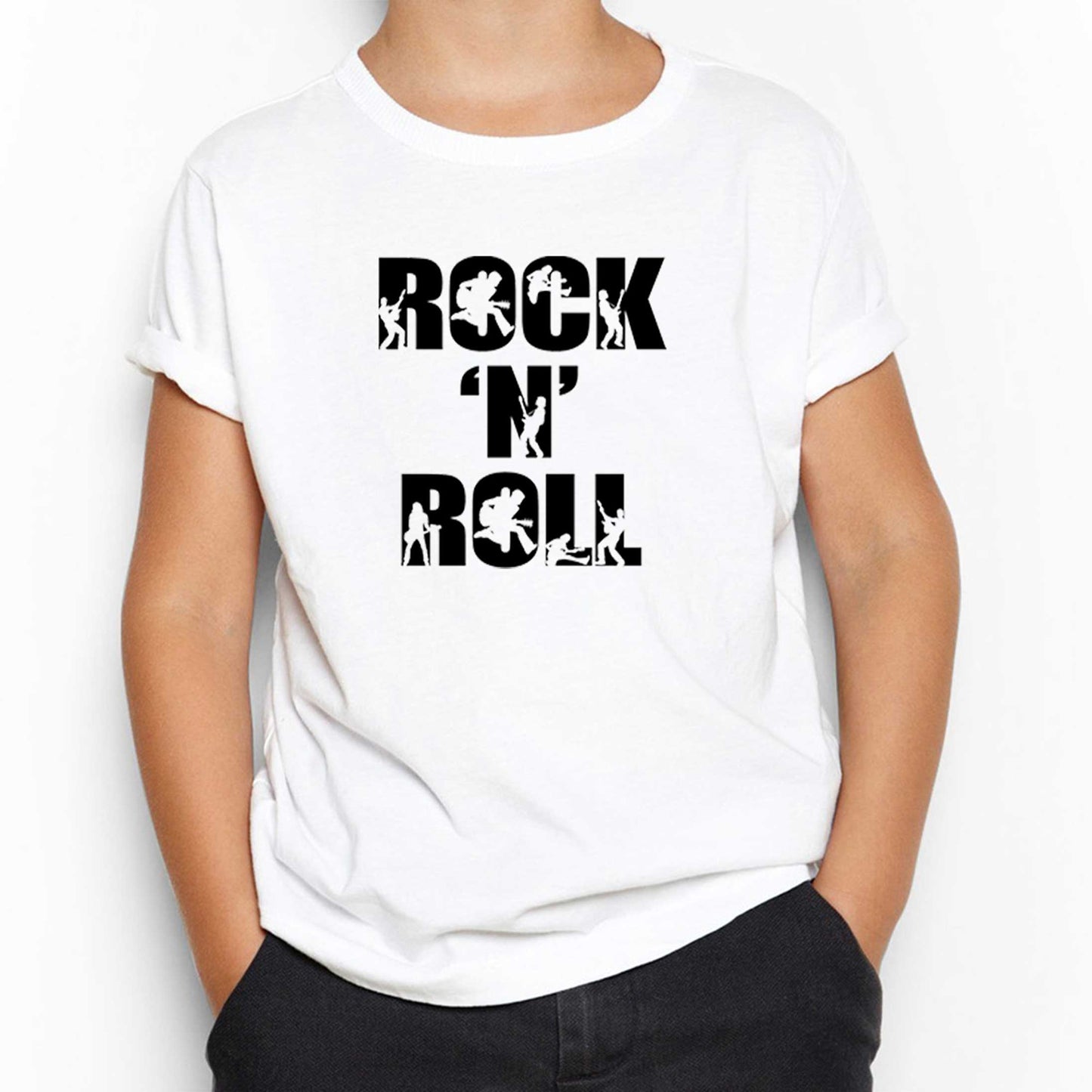 Black Rock 'N' Roll Text Beyaz Çocuk Tişört