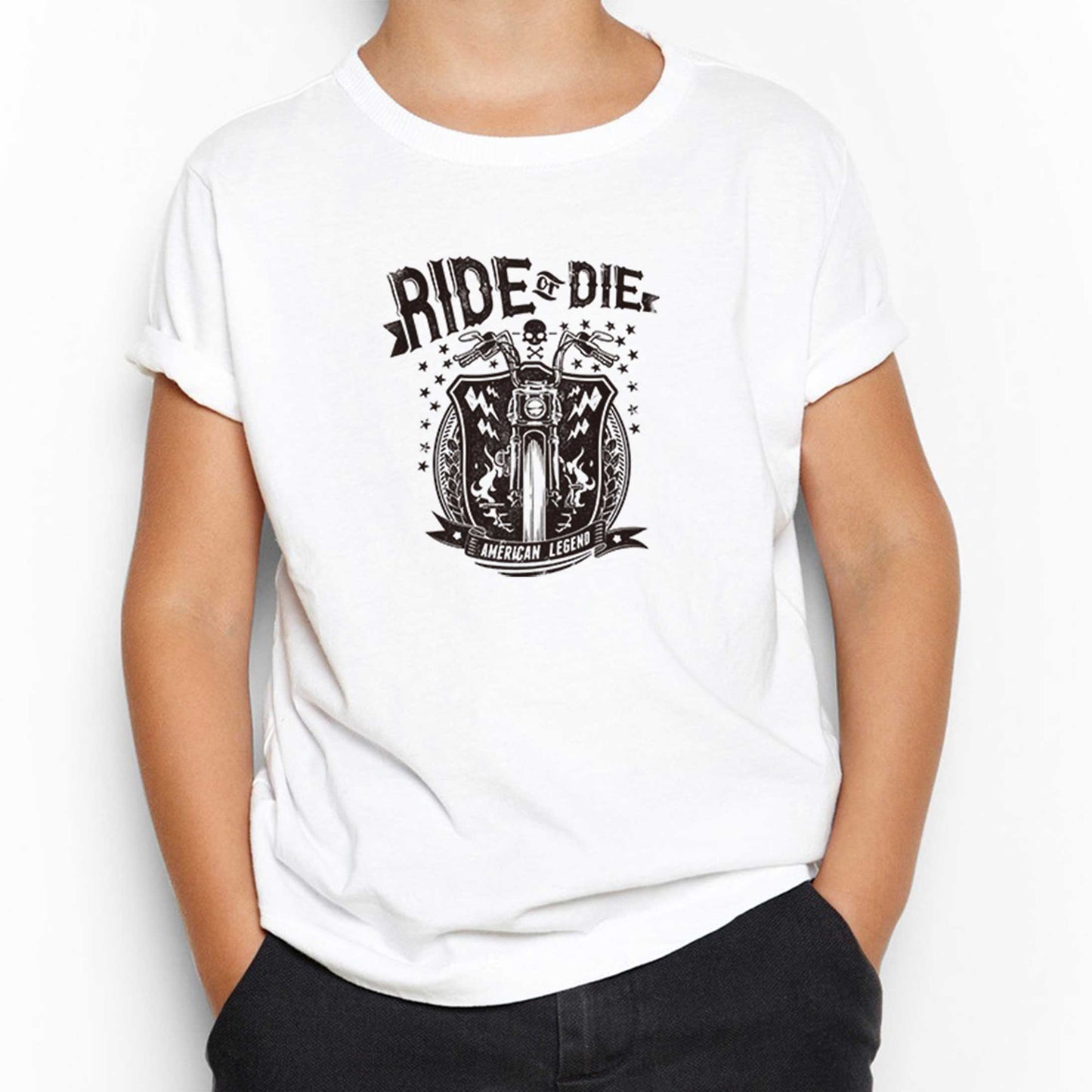Ride Die Silhouette Beyaz Çocuk Tişört