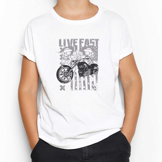 Black Cruiser Motorcycle Beyaz Çocuk Tişört
