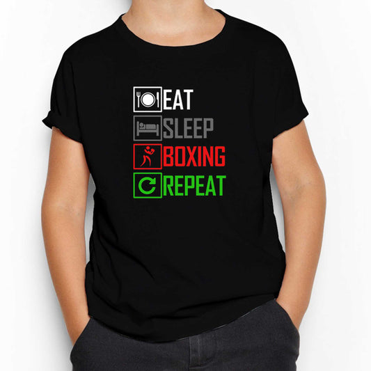 Boxing Repeat Siyah Çocuk Tişört