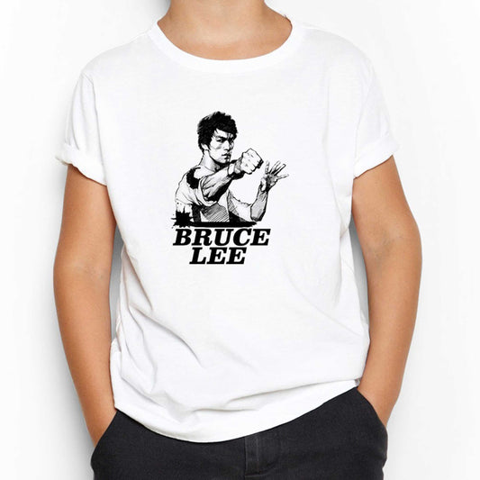 Bruce Lee Portre Beyaz Çocuk Tişört
