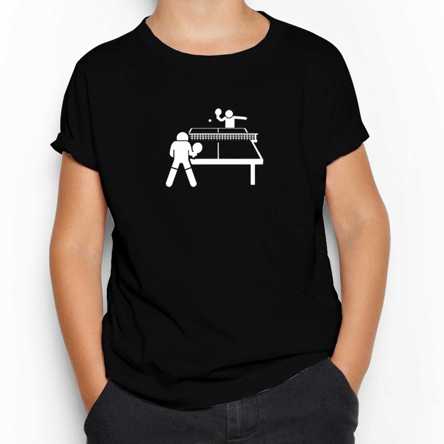 Ping Pong Table Tennis Round Siyah Çocuk Tişört