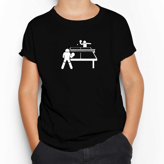 Ping Pong Table Tennis Round Siyah Çocuk Tişört
