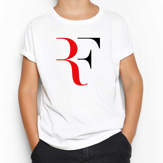 Roger Federer Colored Logo Beyaz Çocuk Tişört