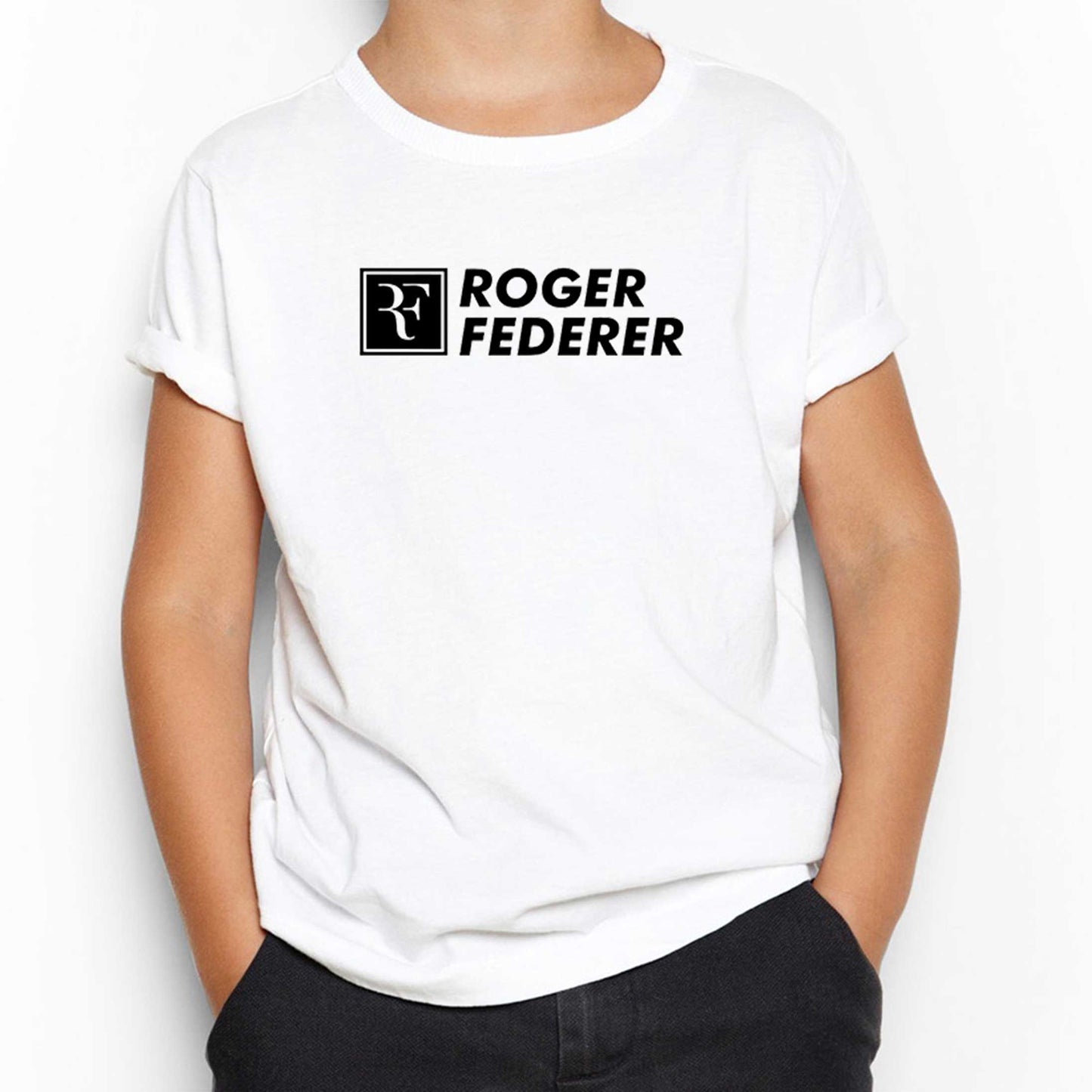 Roger Federer Text Beyaz Çocuk Tişört