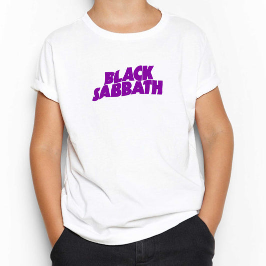 Black Sabbath Purple Yazı Beyaz Çocuk Tişört