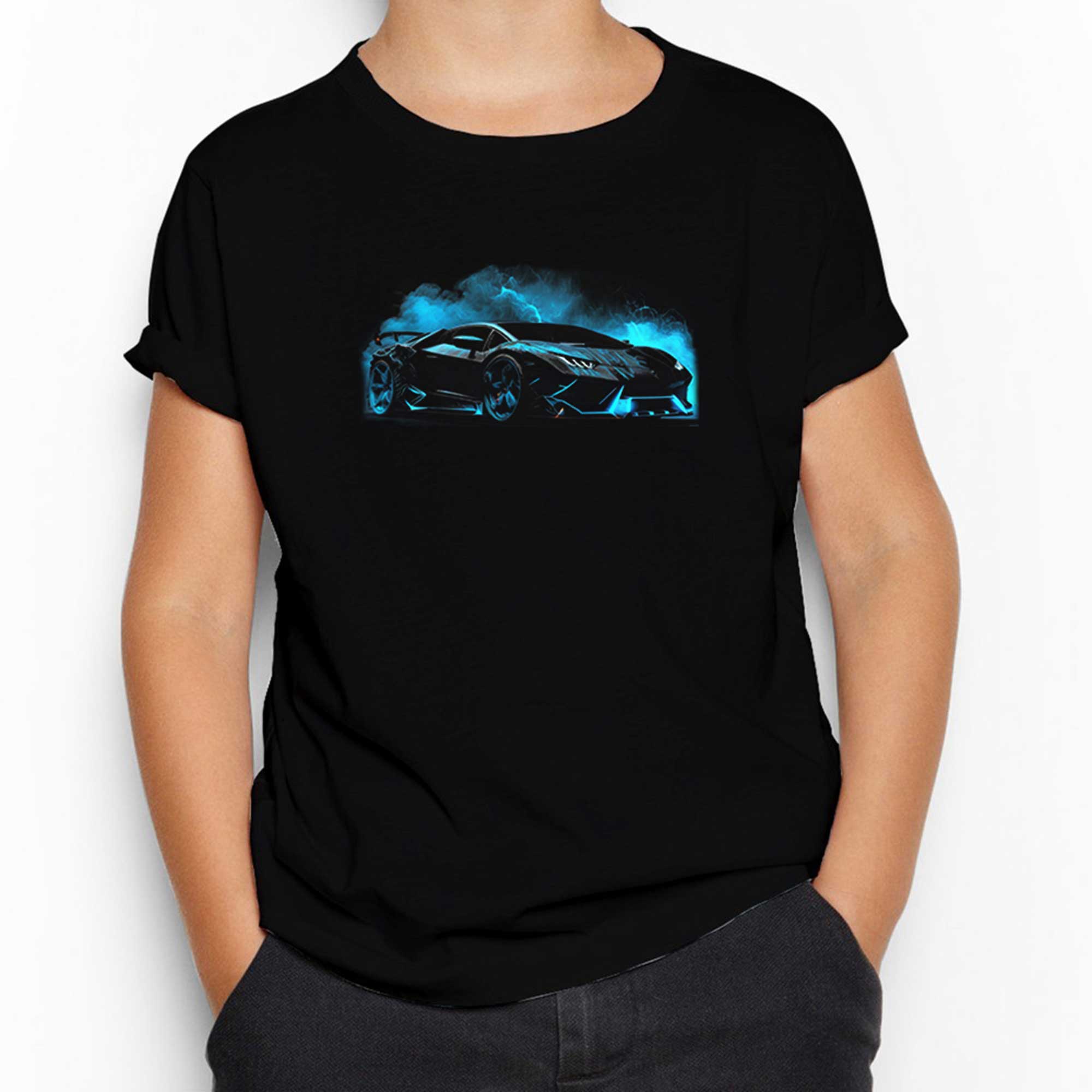 Lamborghini Black Neon Siyah Çocuk Tişört