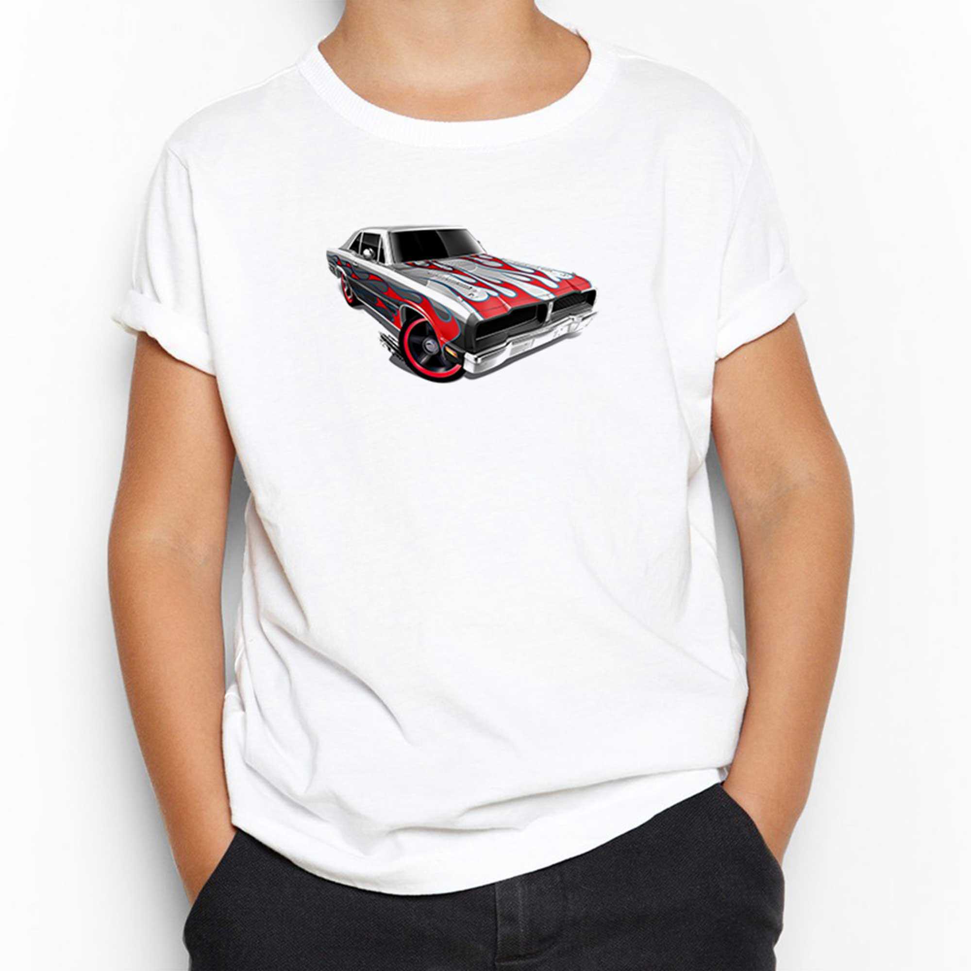 Dodge Charger Beyaz Çocuk Tişört