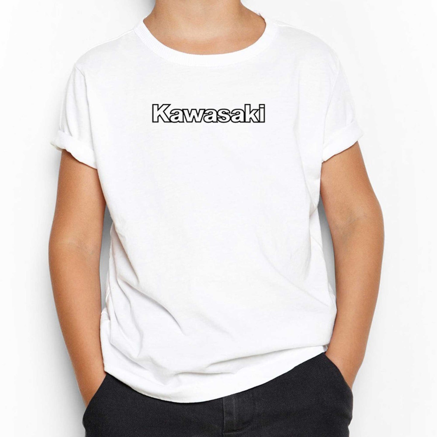 Kawasaki Text Black Logo Beyaz Çocuk Tişört
