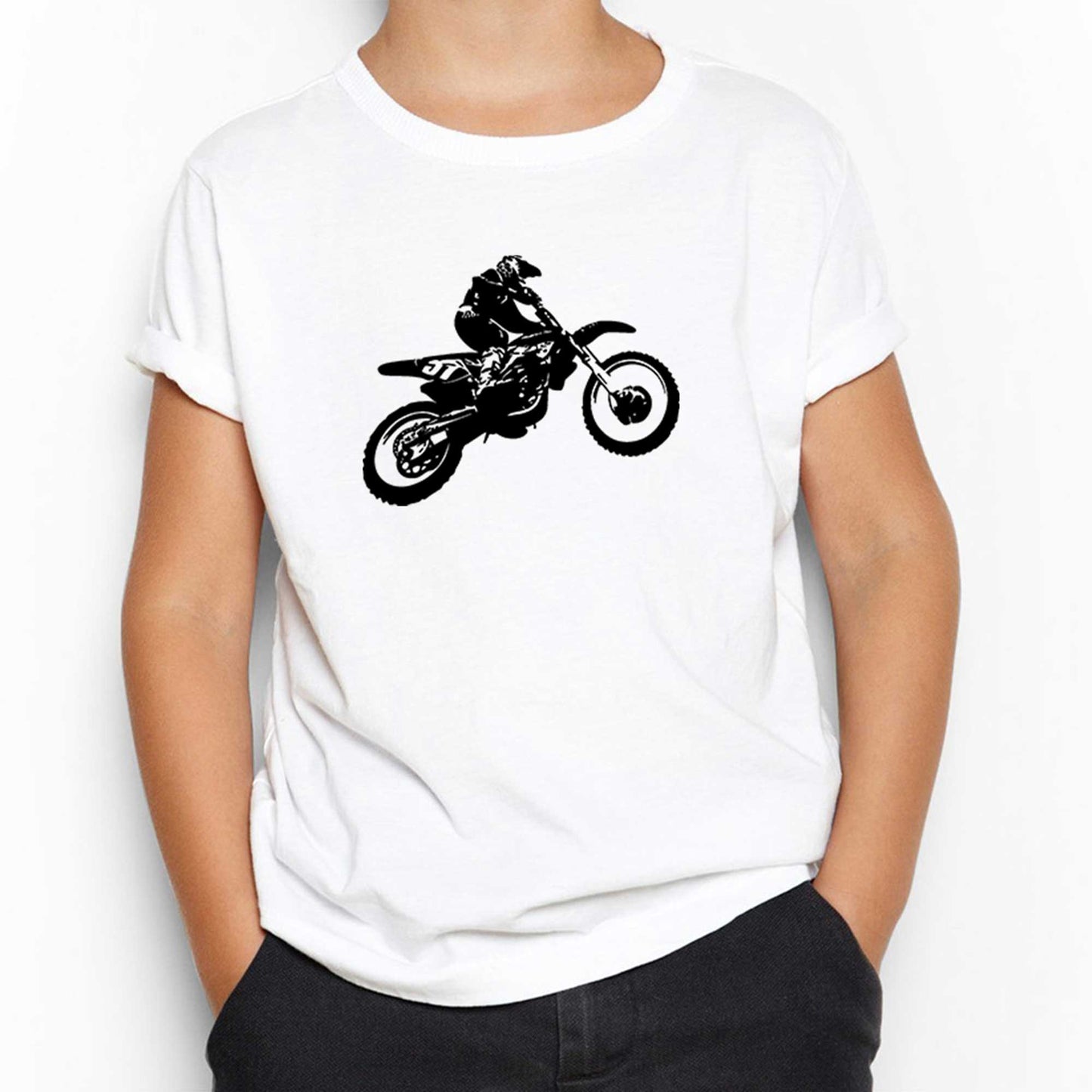 Motokros Endurocross Beyaz Çocuk Tişört
