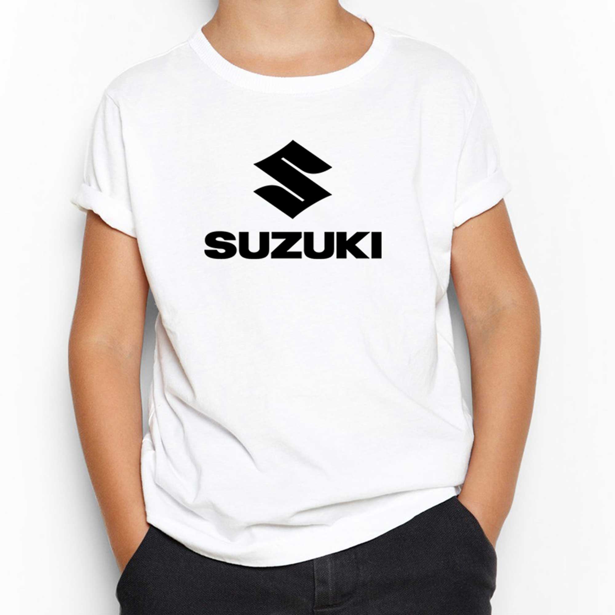 Suzuki Logo Text Black Beyaz Çocuk Tişört