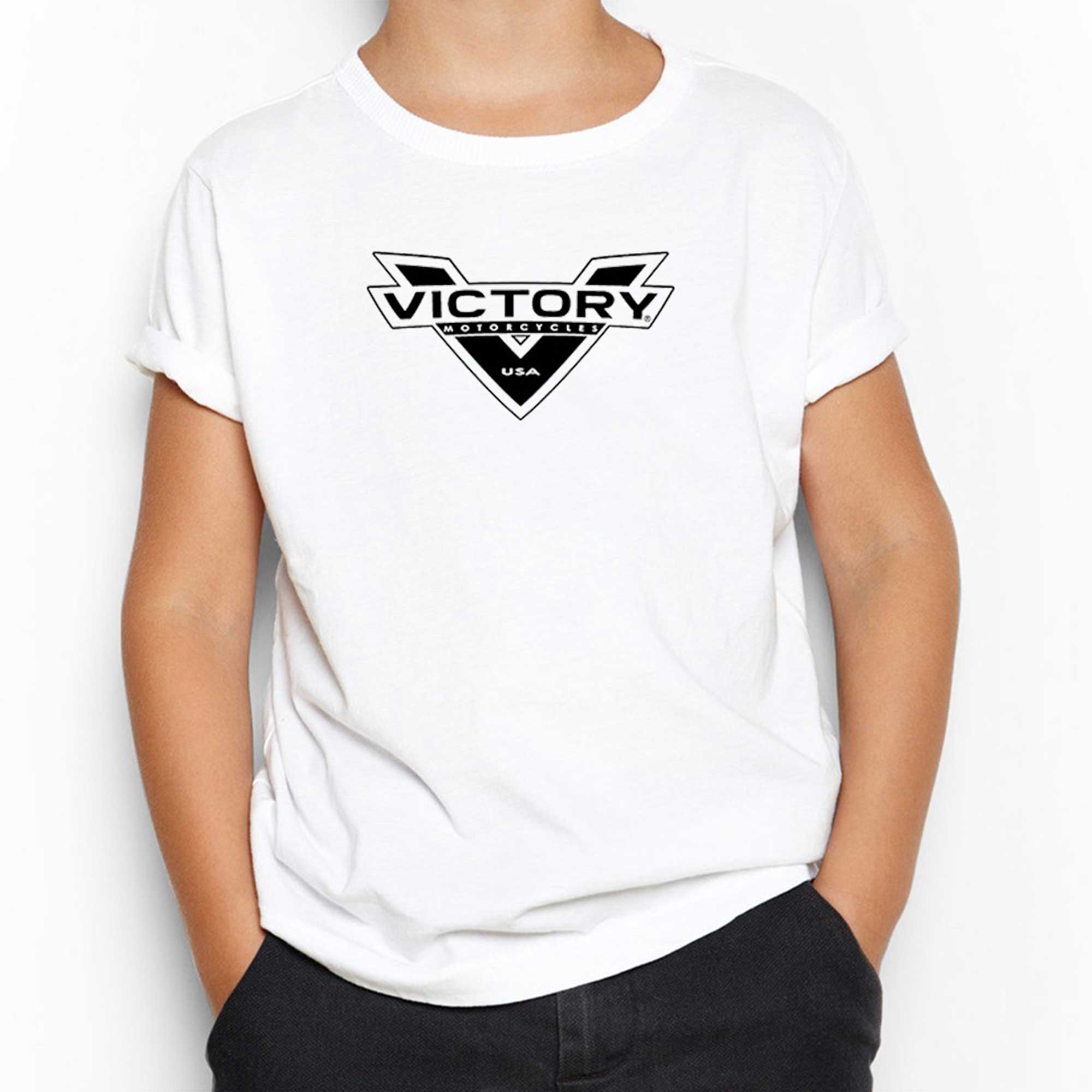 Victory Motorcycles Black Logo Beyaz Çocuk Tişört