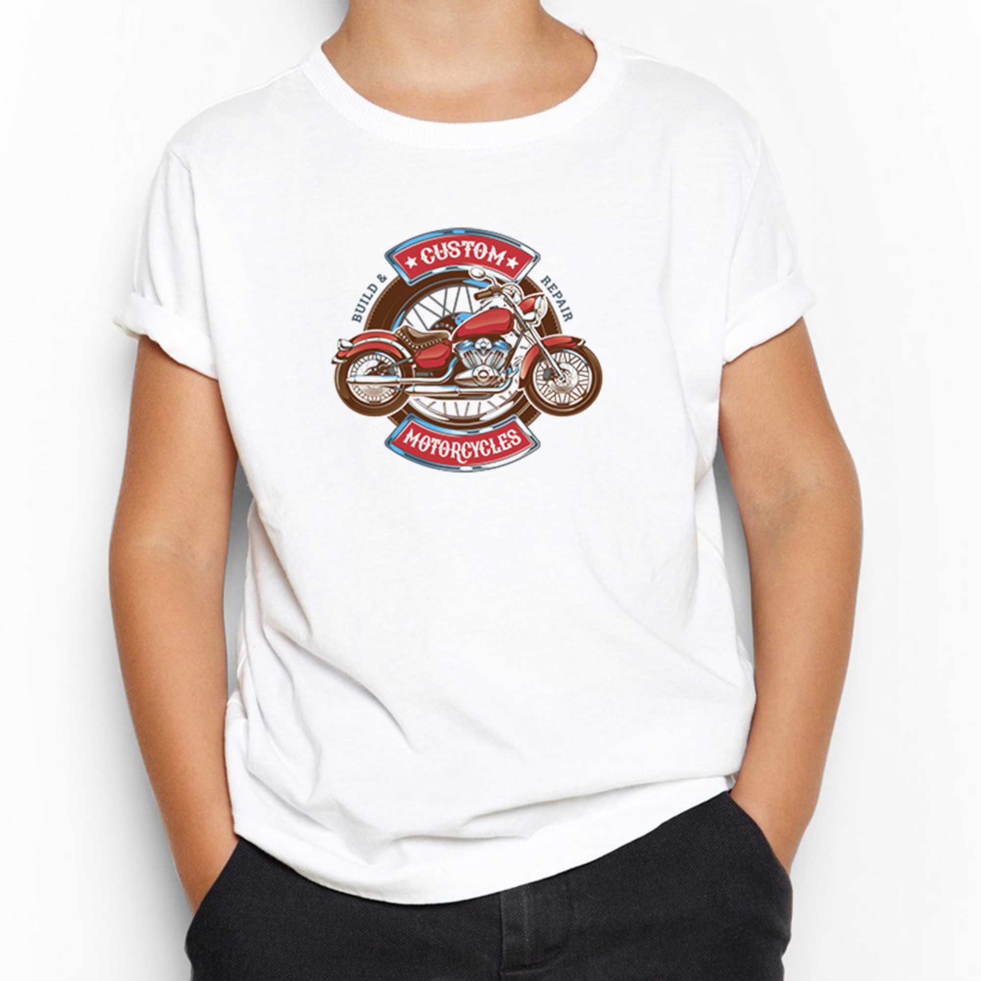 Custom motorcycle Beyaz Çocuk Tişört