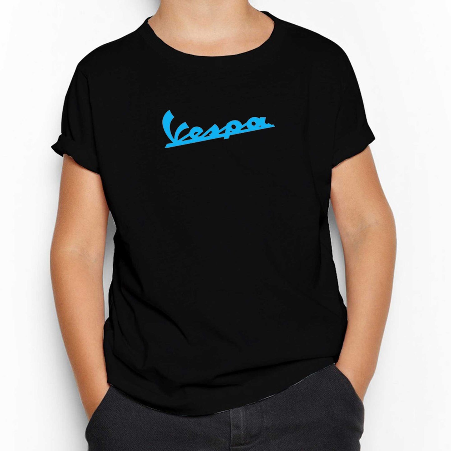 Vespa Text Blue Siyah Çocuk Tişört