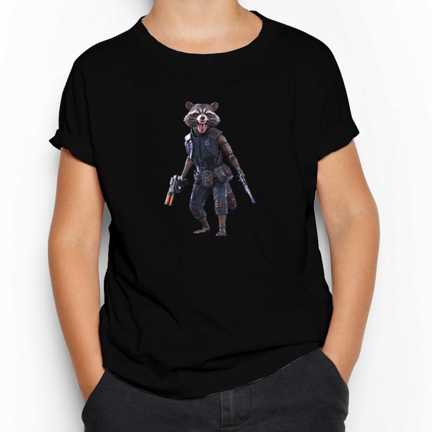 Galaksinin Koruyucuları Roket Rakun Siyah Çocuk Tişört