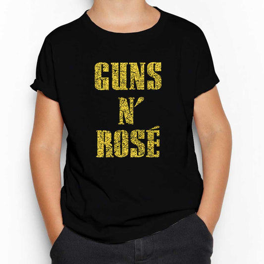 Guns N Rose Text Yellow Siyah Çocuk Tişört