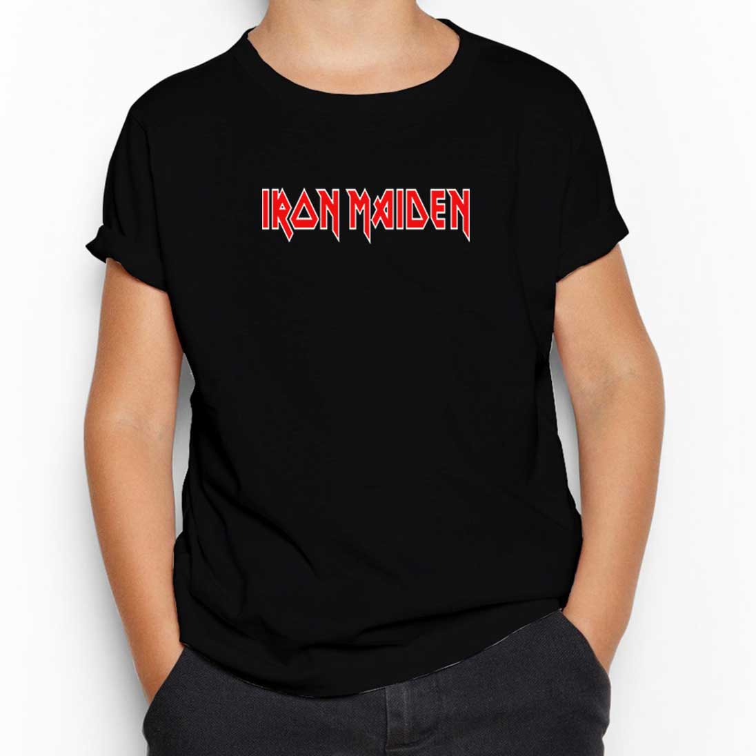 Iron maiden Red Text Siyah Çocuk Tişört