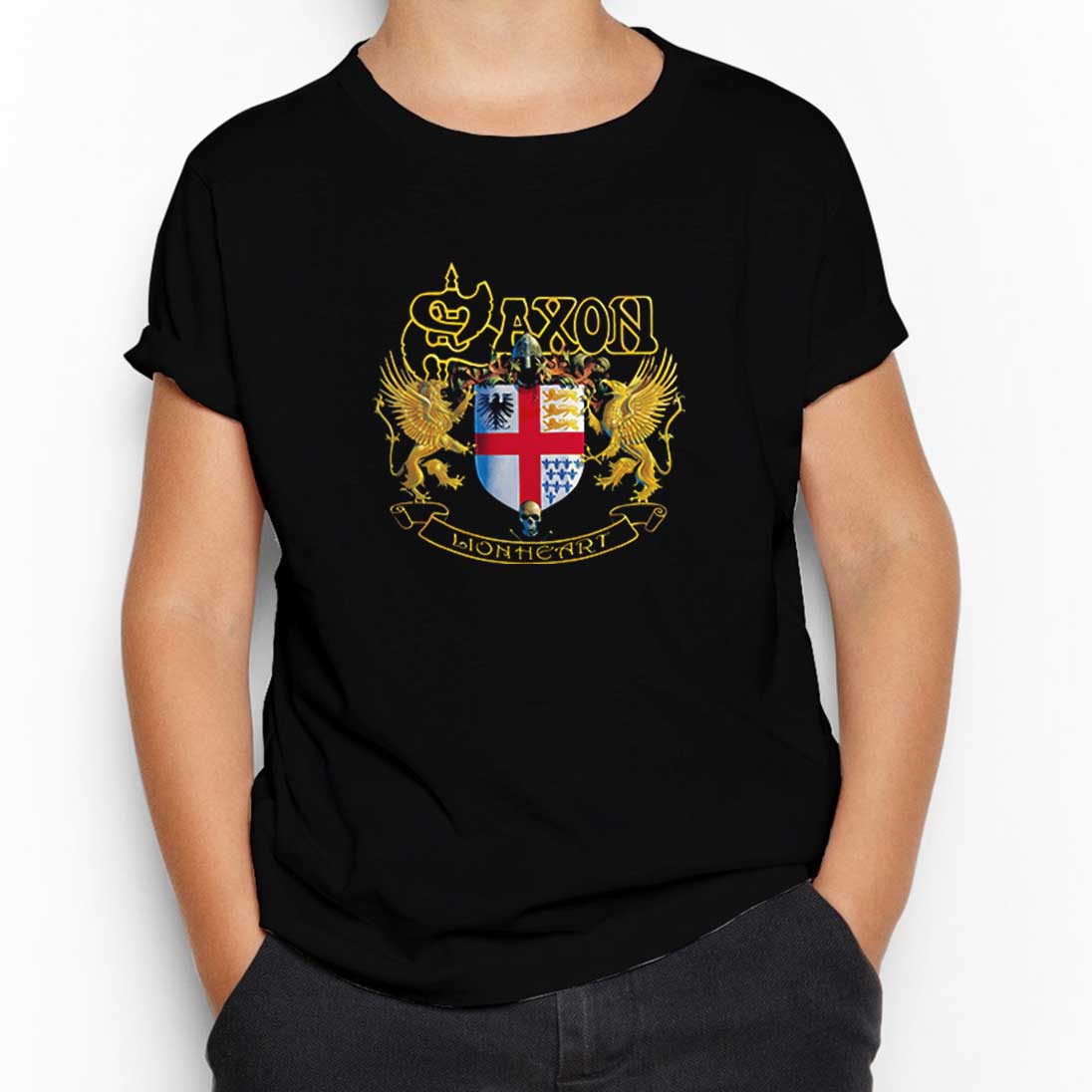 Saxon Lionheart Siyah Çocuk Tişört