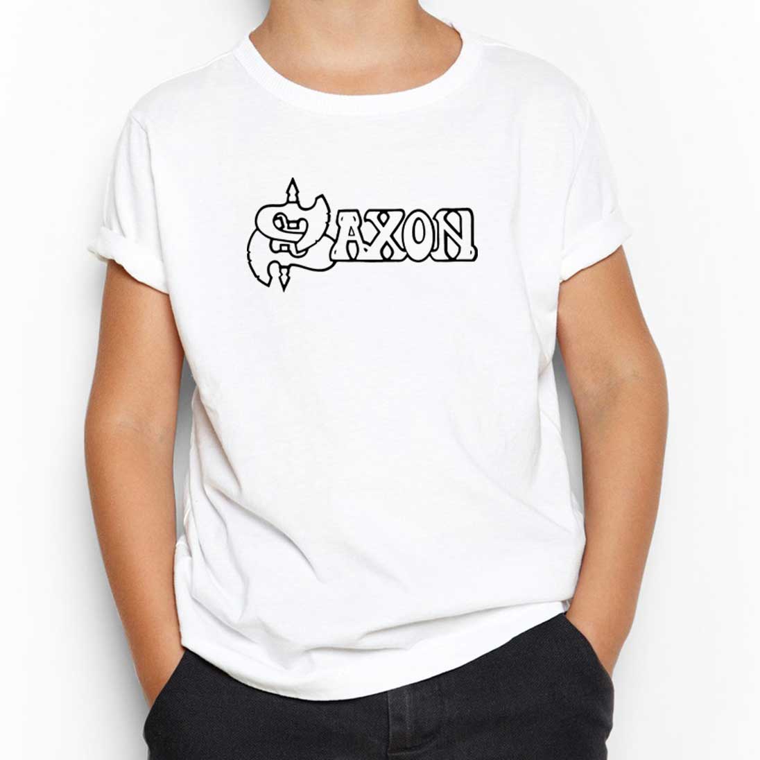 Saxon Logo Text Beyaz Çocuk Tişört