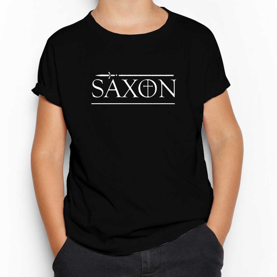 Saxon Logo Siyah Çocuk Tişört