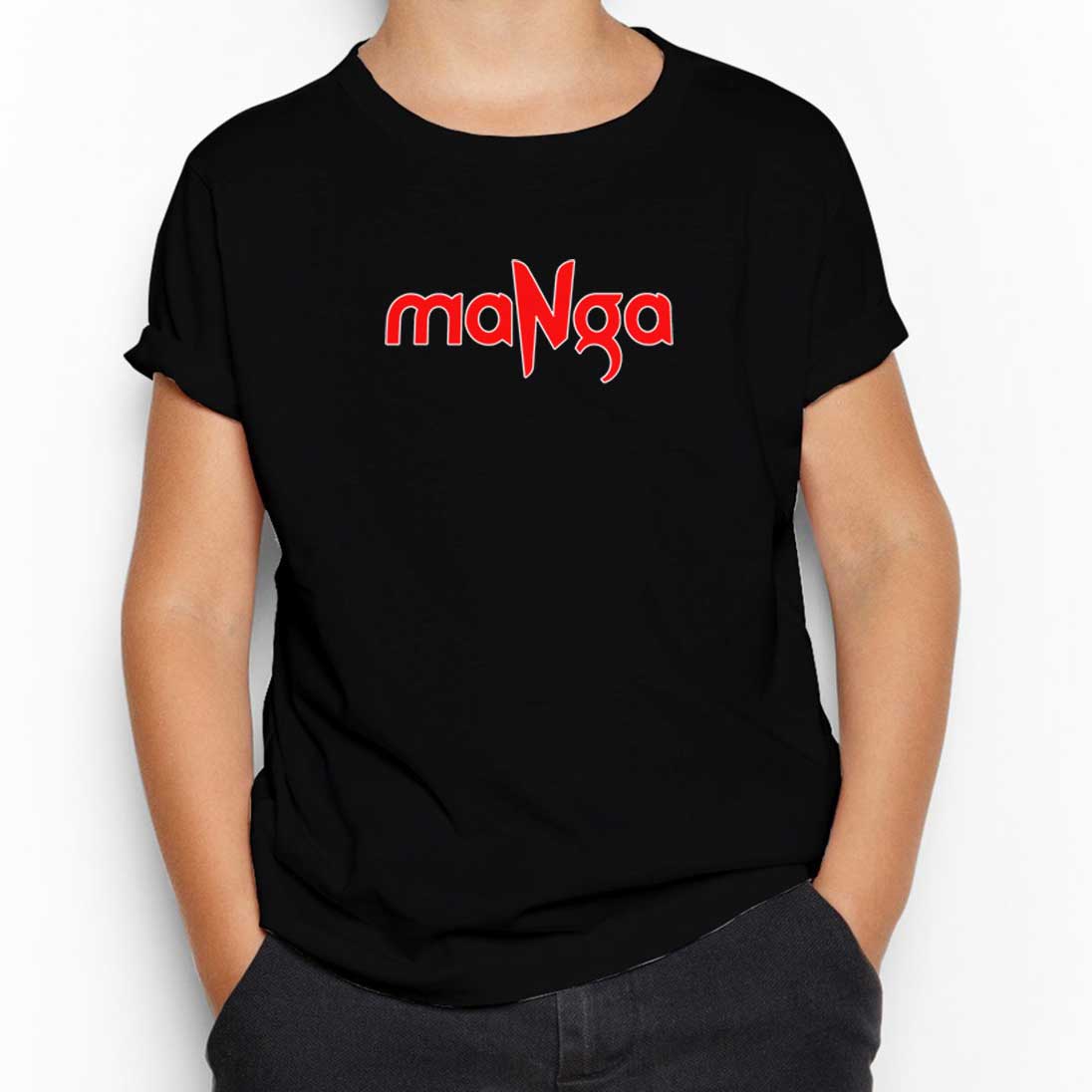 MaNga Red Text Siyah Çocuk Tişört