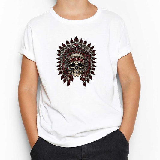 Kızıldereli Skull Apache Beyaz Çocuk Tişört