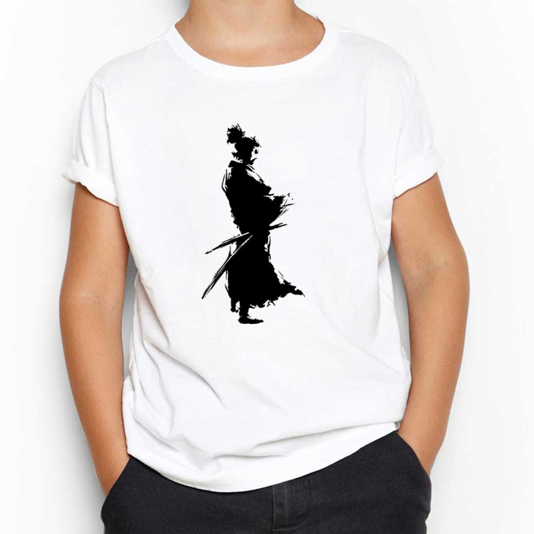 Samurai Musashi Portre Beyaz Çocuk Tişört