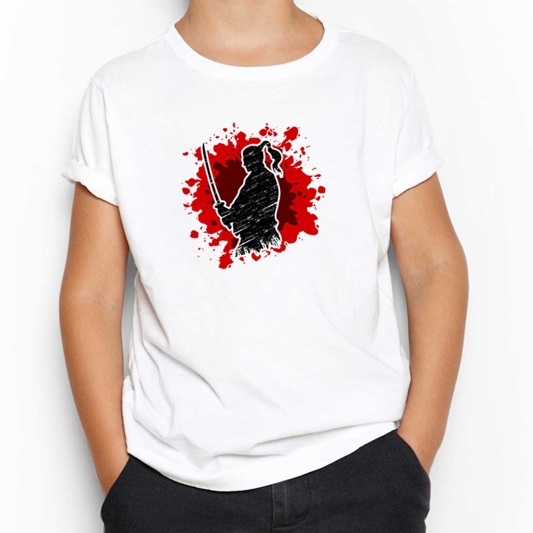 Samurai Öklid Beyaz Çocuk Tişört