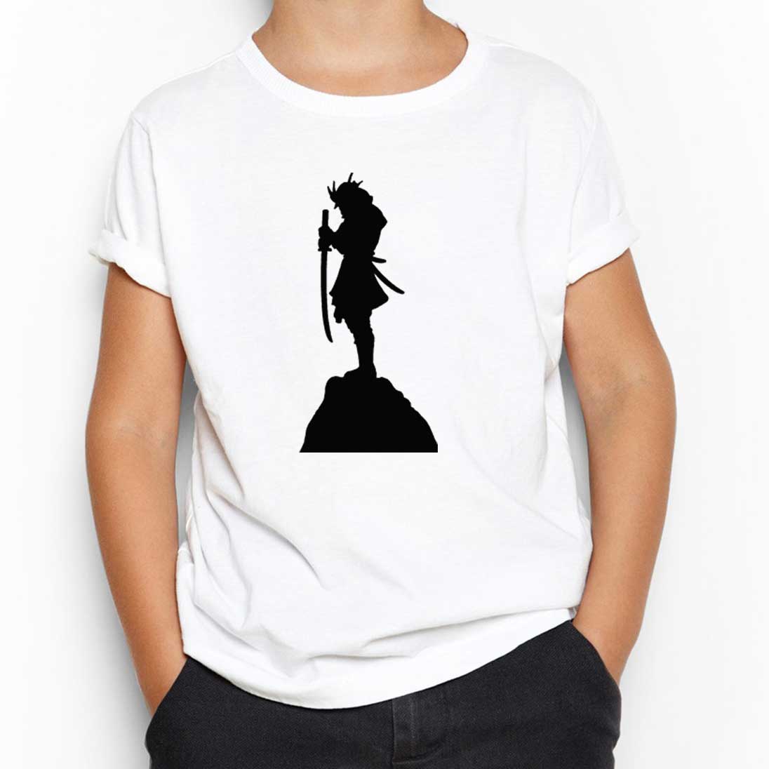 Samurai Portre Beyaz Çocuk Tişört