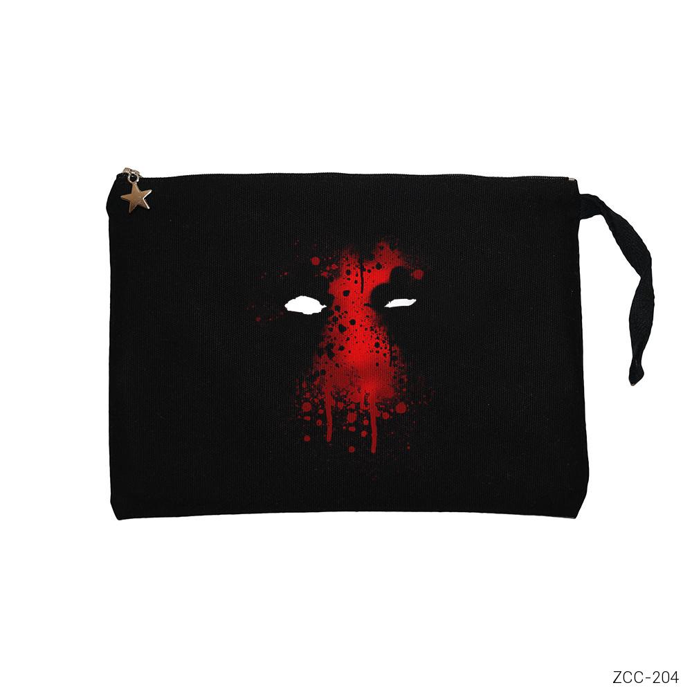 Deadpool Face Siyah Clutch Astarlı Cüzdan / El Çantası