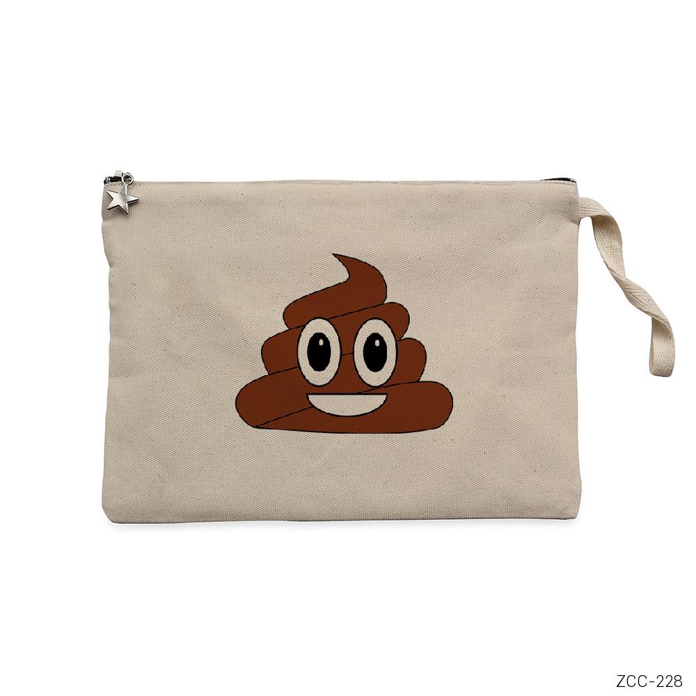 Gülen Bok Emoji Krem Clutch Astarlı Cüzdan / El Çantası