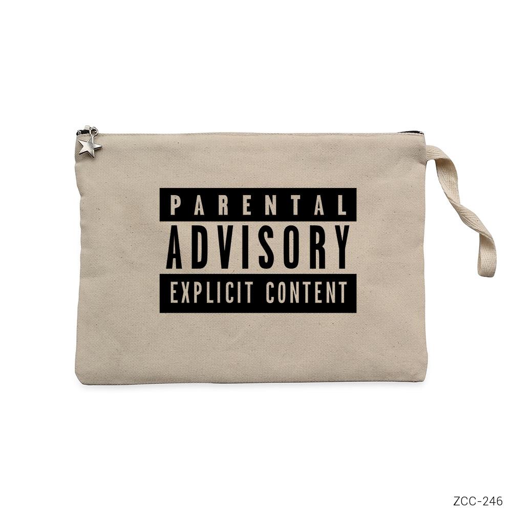 Parental Advisory Krem Clutch Astarlı Cüzdan / El Çantası