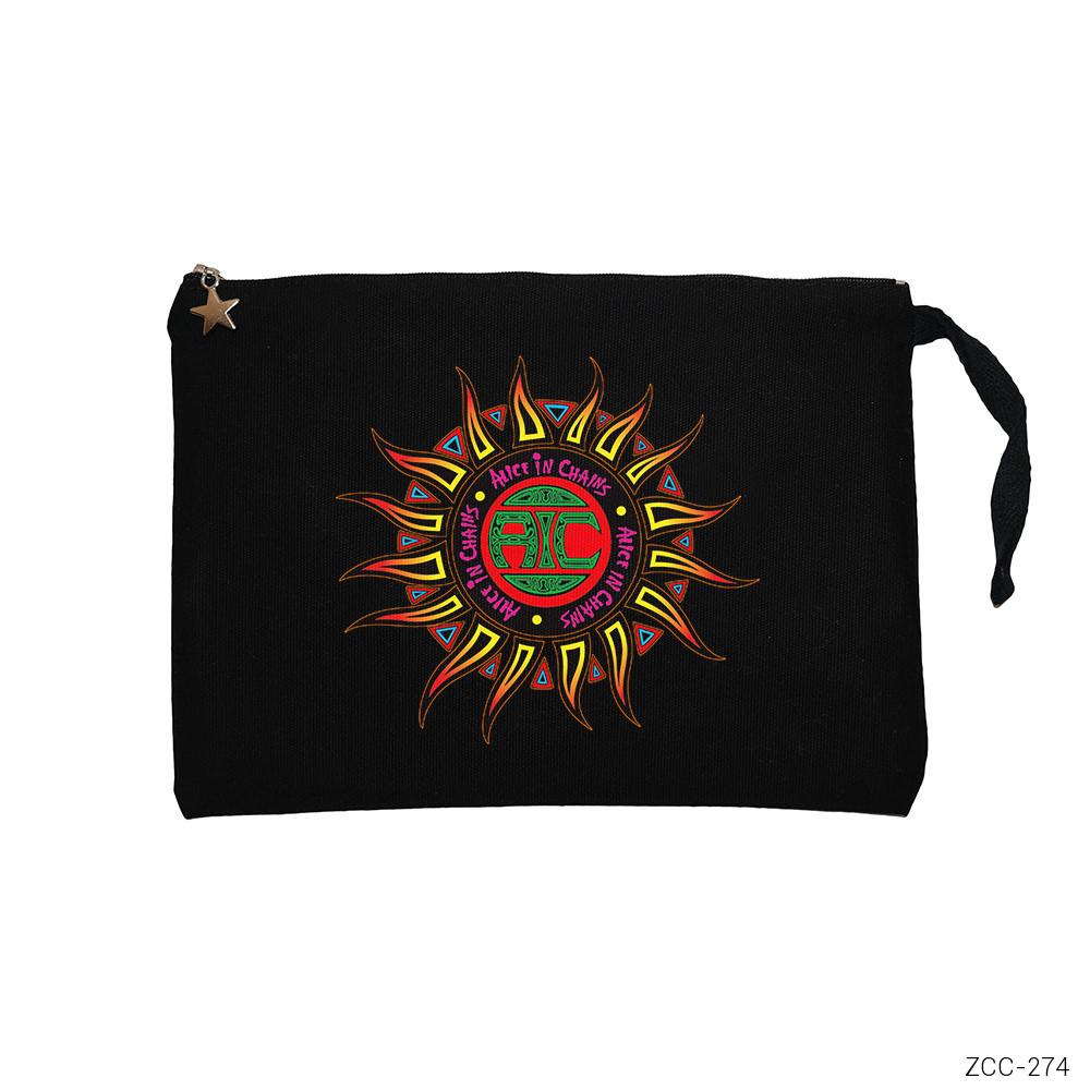 Alice in Chains Logo Siyah Clutch Astarlı Cüzdan / El Çantası