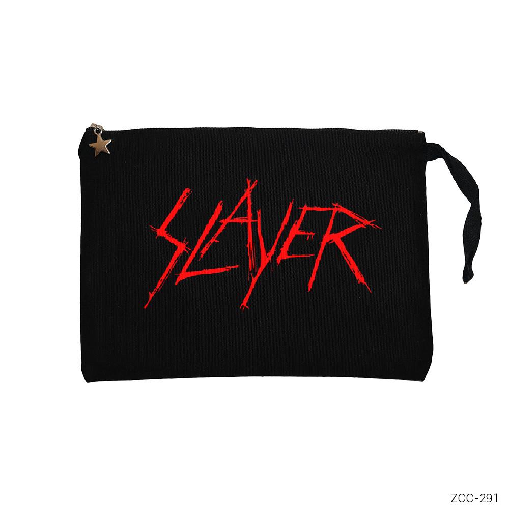 Slayer Logo Siyah Clutch Astarlı Cüzdan / El Çantası