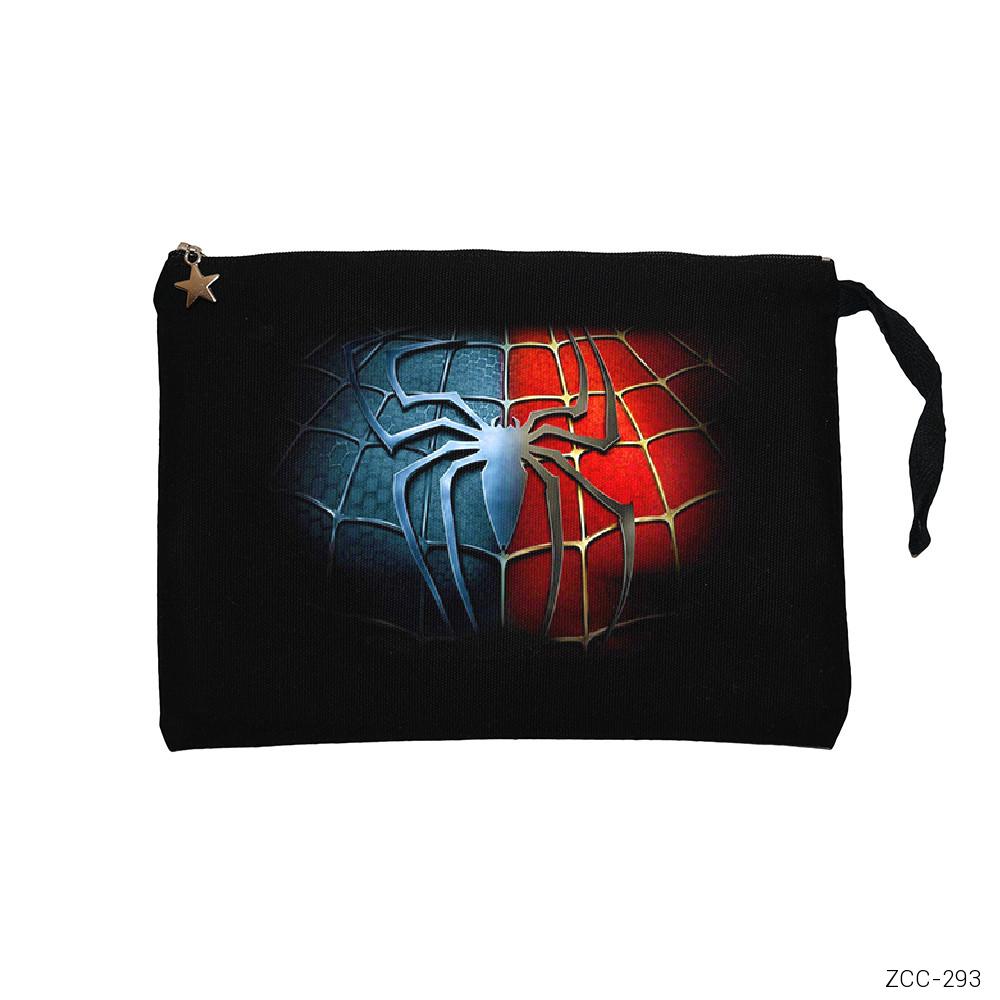 Spiderman Black Red Siyah Clutch Astarlı Cüzdan / El Çantası