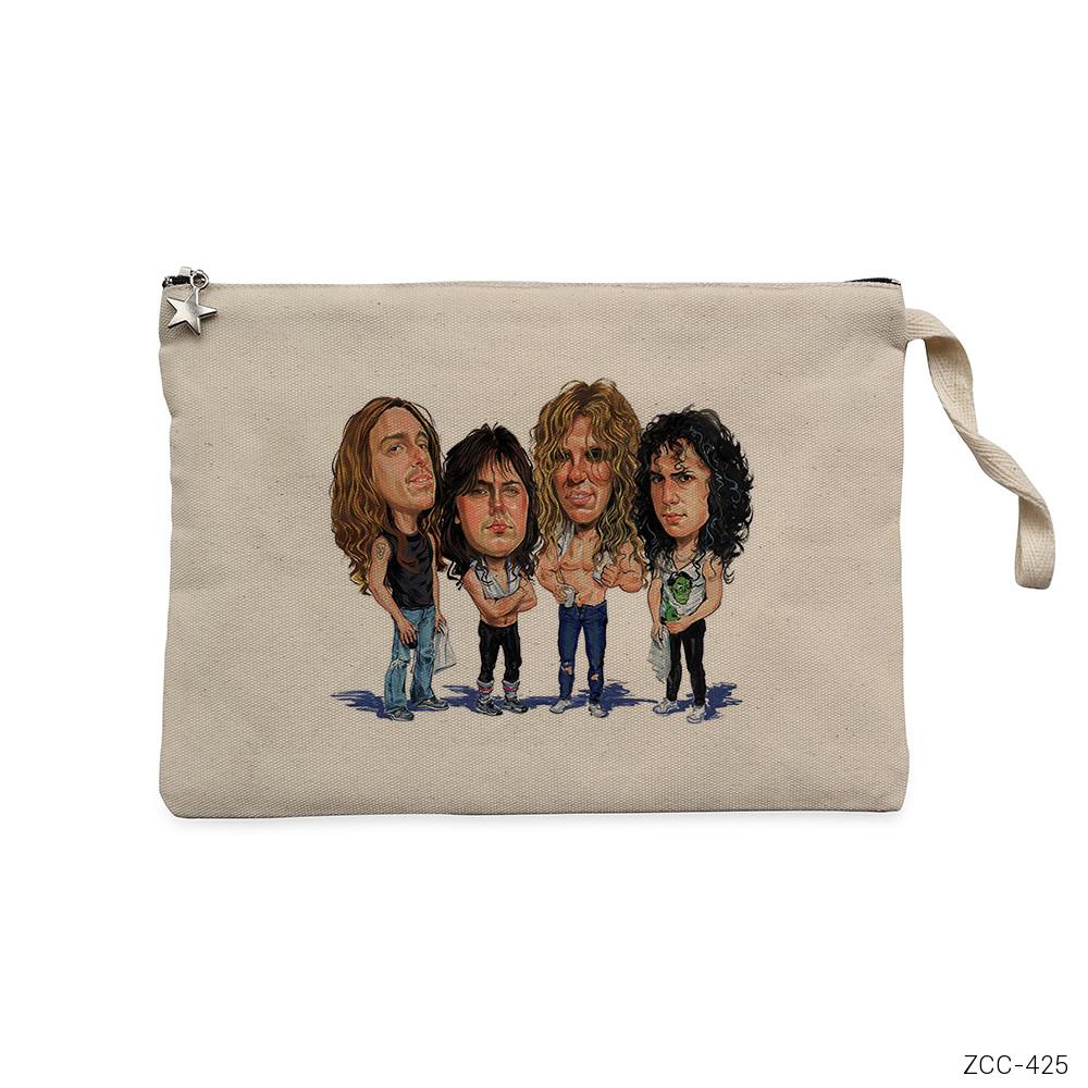 Metallica Cartoon Krem Clutch Astarlı Cüzdan / El Çantası