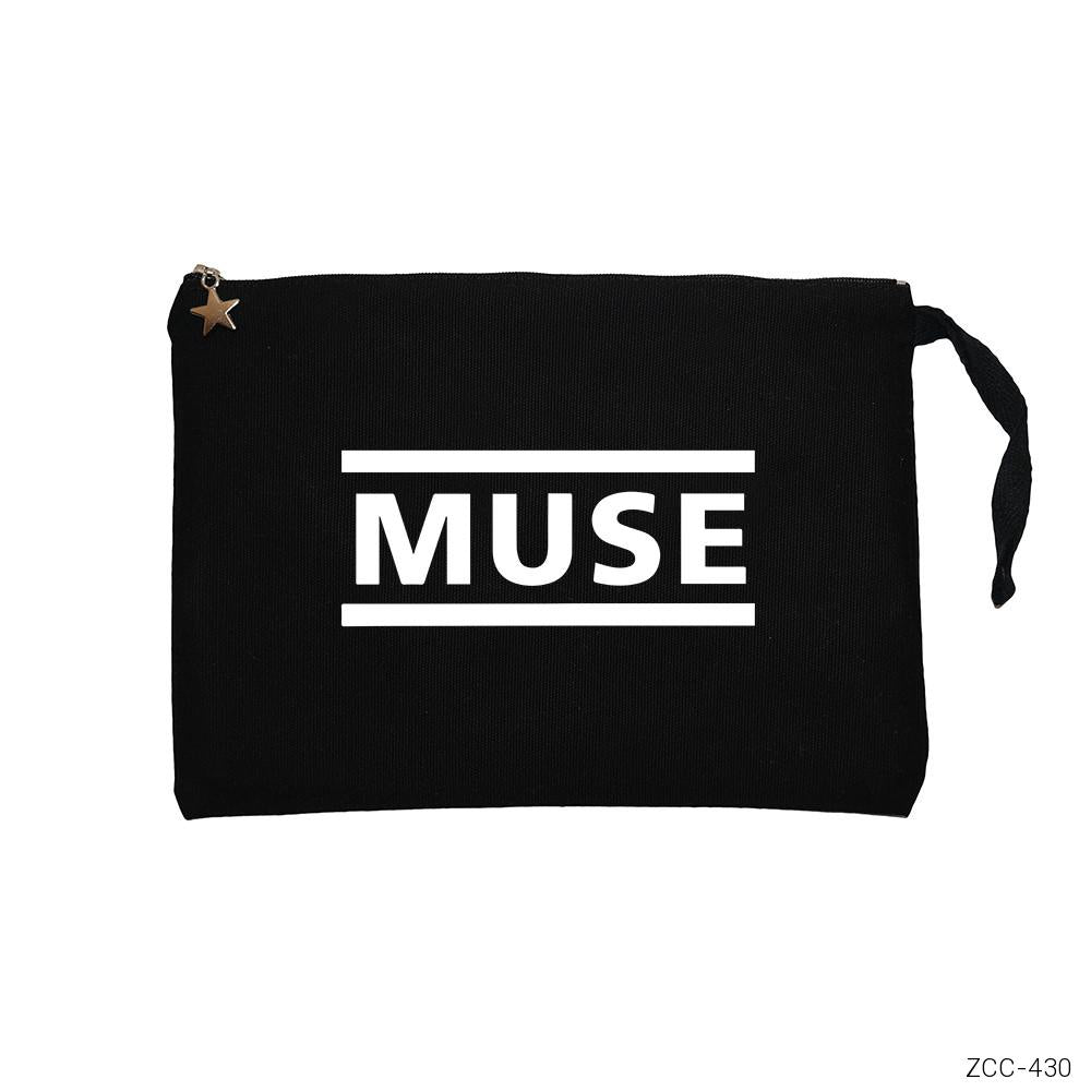 Muse Logo Siyah Clutch Astarlı Cüzdan / El Çantası