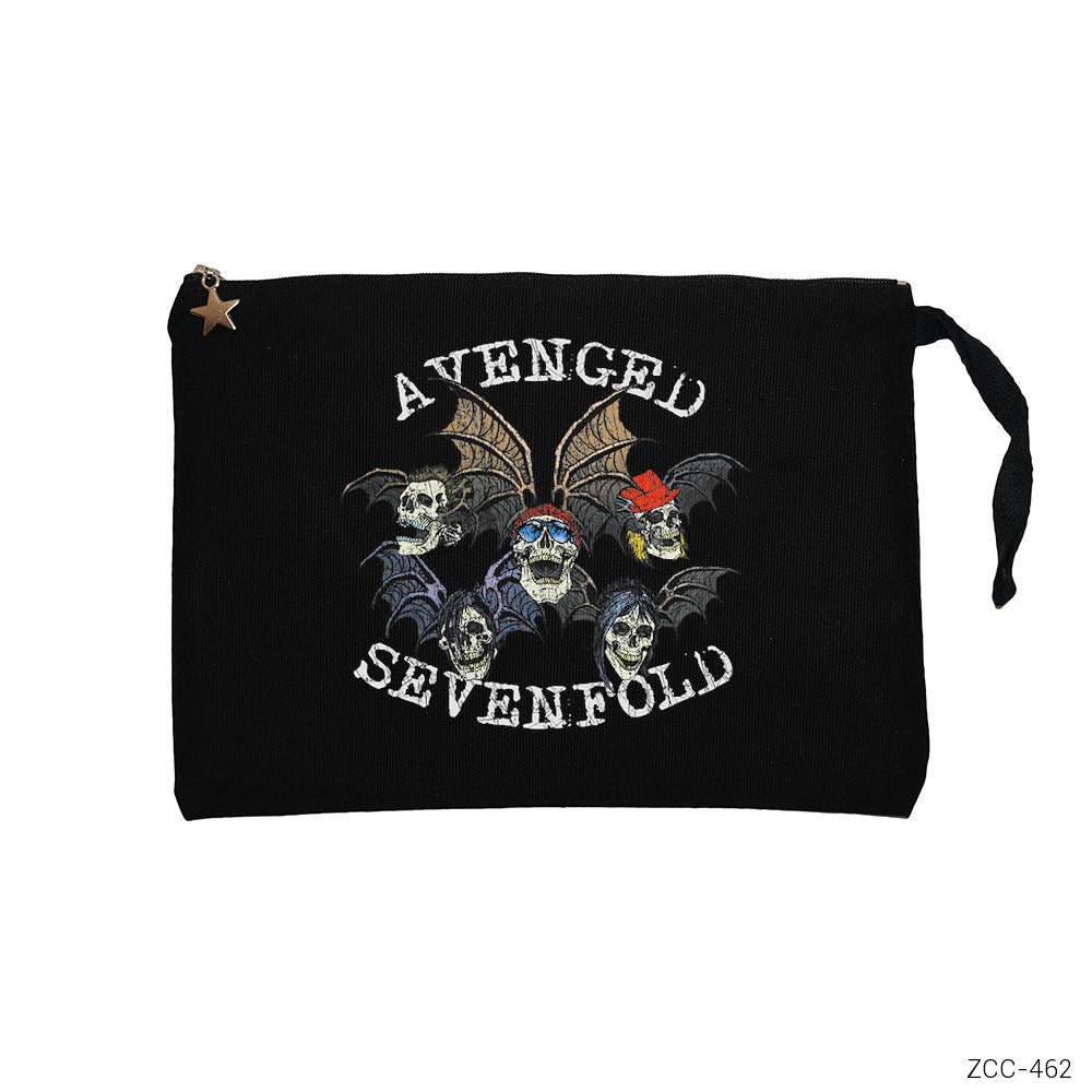 Avenged Sevenfold Skulls Siyah Clutch Astarlı Cüzdan / El Çantası