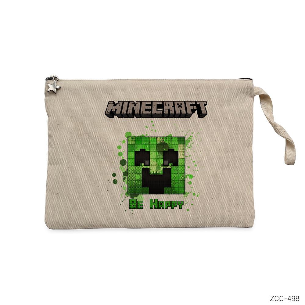 Minecraft Be Happy Krem Clutch Astarlı Cüzdan / El Çantası