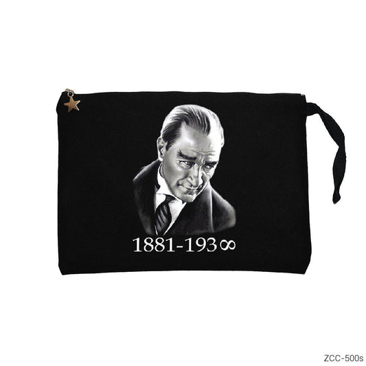 Atatürk Siyah Clutch Astarlı Cüzdan / El Çantası