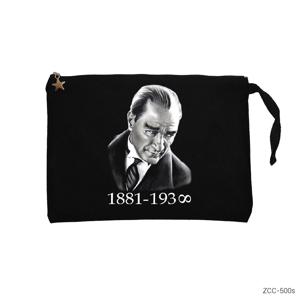 Atatürk Siyah Clutch Astarlı Cüzdan / El Çantası