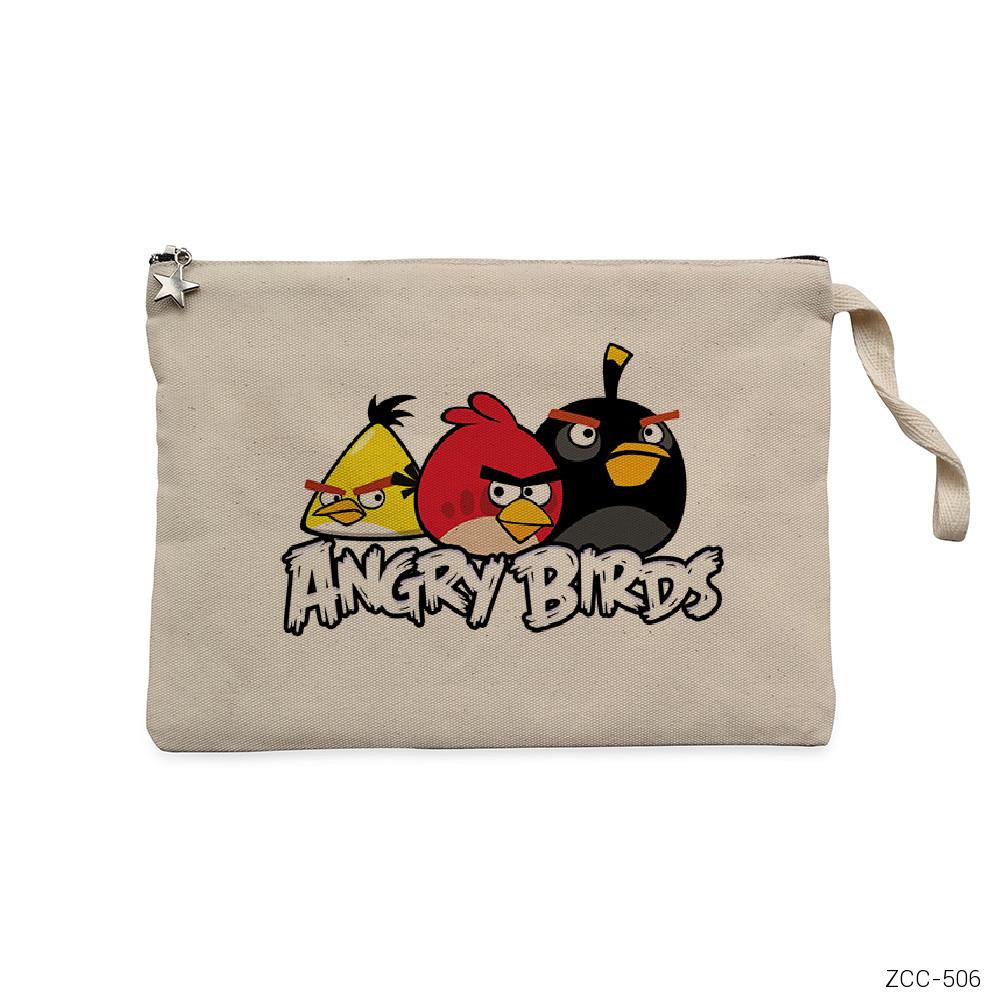 Angry Birds Şaşkın Krem Clutch Astarlı Cüzdan / El Çantası