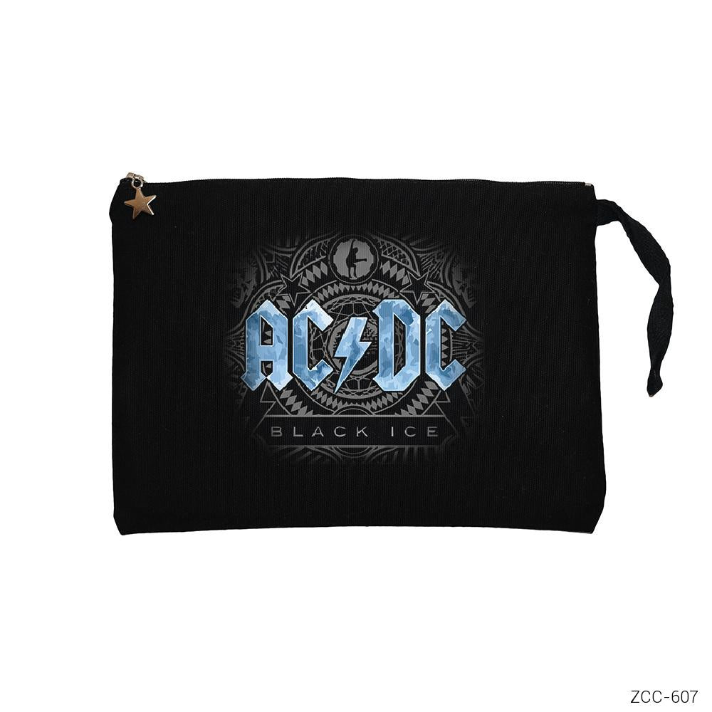 AC DC Black Ice Blue Siyah Clutch Astarlı Cüzdan / El Çantası