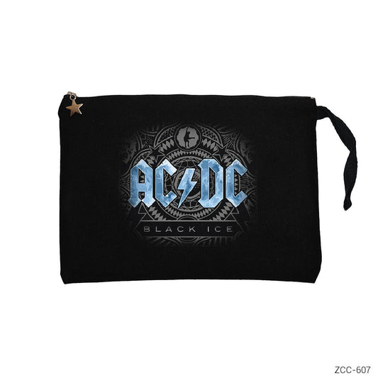 AC DC Black Ice Blue Siyah Clutch Astarlı Cüzdan / El Çantası
