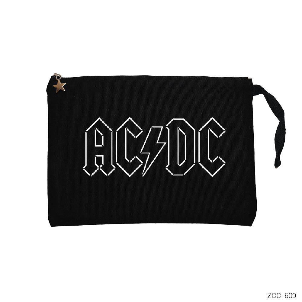 AC DC Logo Siyah Clutch Astarlı Cüzdan / El Çantası