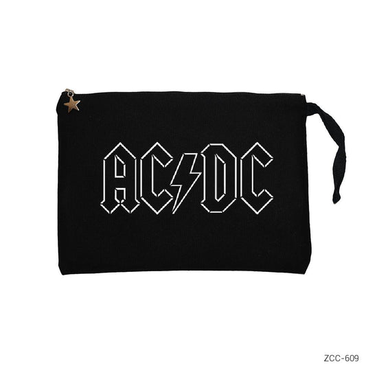 AC DC Logo Siyah Clutch Astarlı Cüzdan / El Çantası