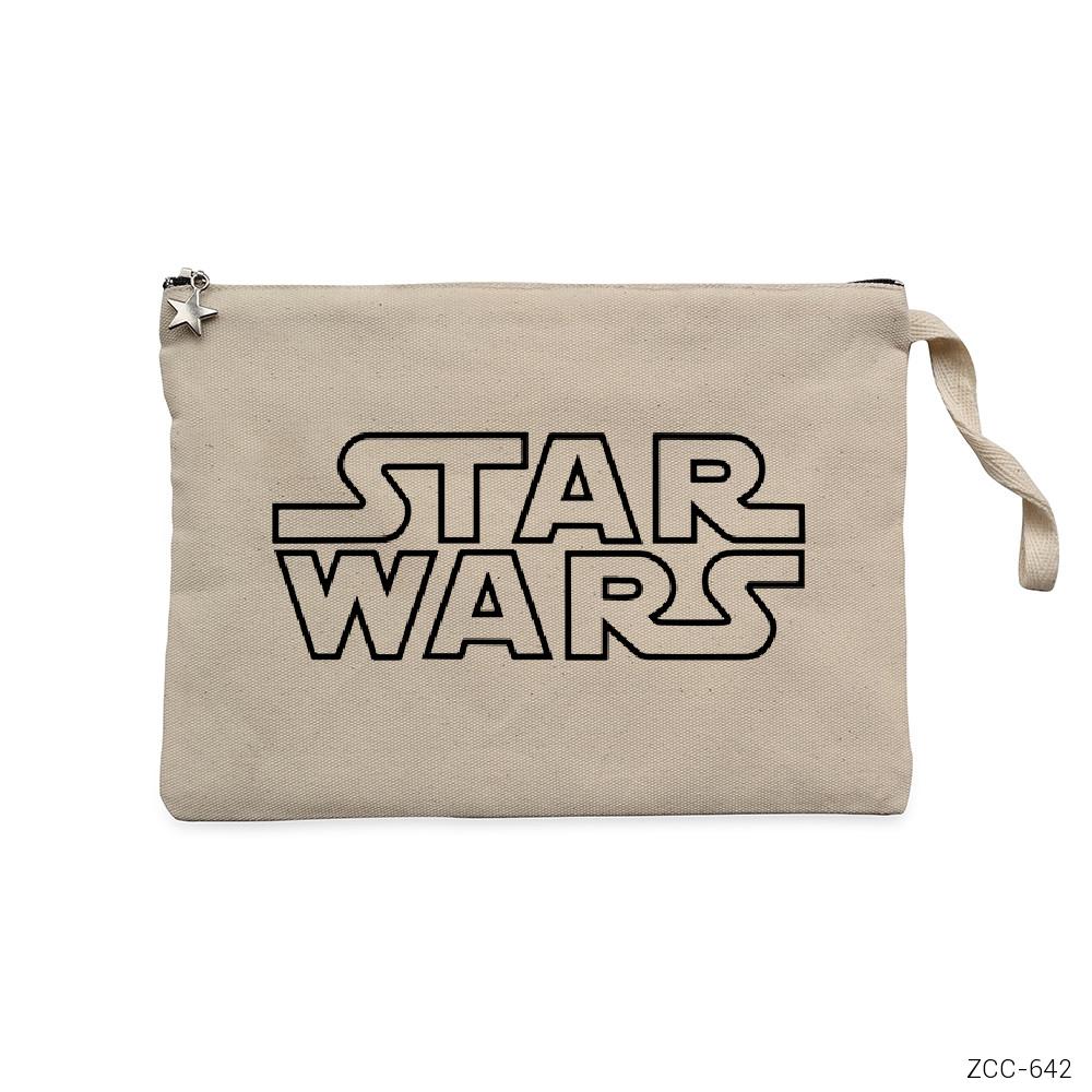 Star Wars Logo Line Krem Clutch Astarlı Cüzdan / El Çantası