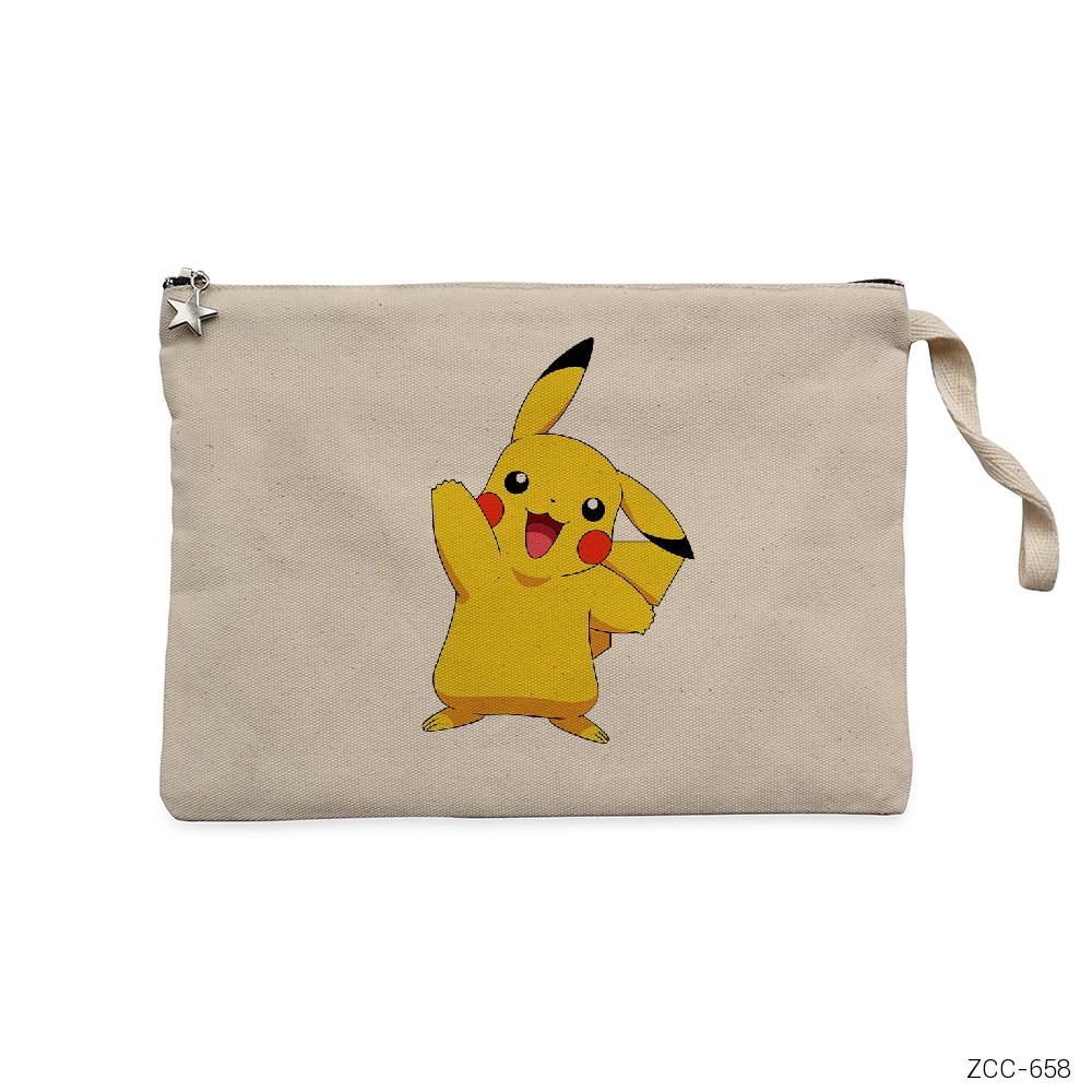 Pokemon Pikachu Krem Clutch Astarlı Cüzdan / El Çantası